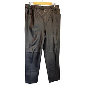 Vintage Pacific Rose Y2k Black Leather Straight Leg Pant - size 14